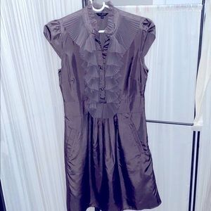 NWOT TED BAKER grey silk ruffle dress
